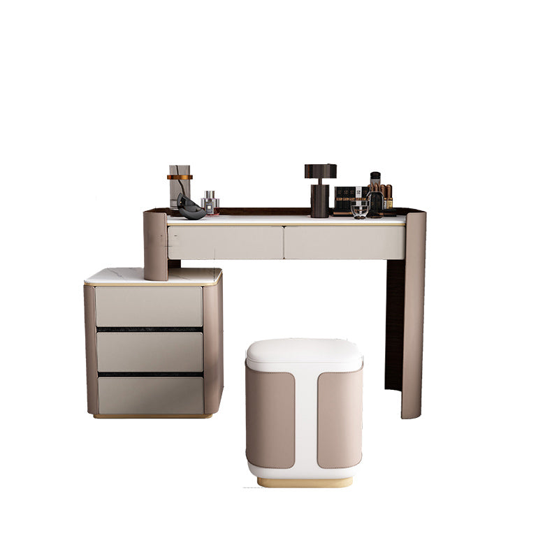 Contemporary 30.7" Height Slate Top Table Makeup Vanity with Drawers