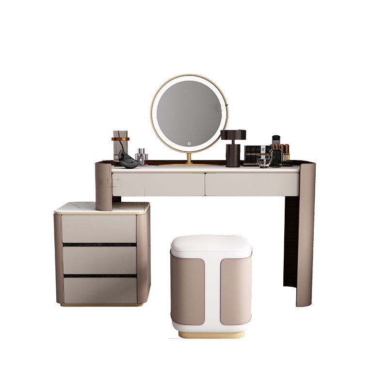 Contemporary 30.7" Height Slate Top Table Makeup Vanity with Drawers