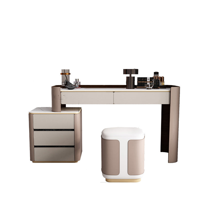 Contemporary 30.7" Height Slate Top Table Makeup Vanity with Drawers