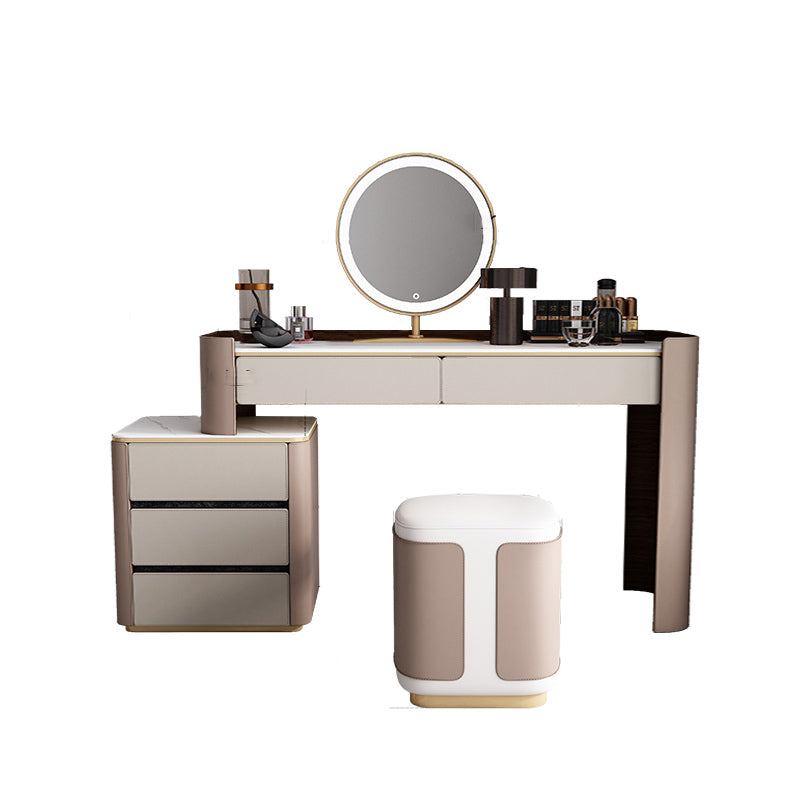 Contemporary 30.7" Height Slate Top Table Makeup Vanity with Drawers