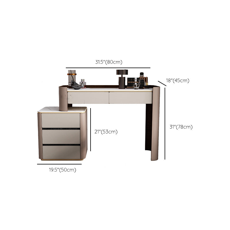 Contemporary 30.7" Height Slate Top Table Makeup Vanity with Drawers