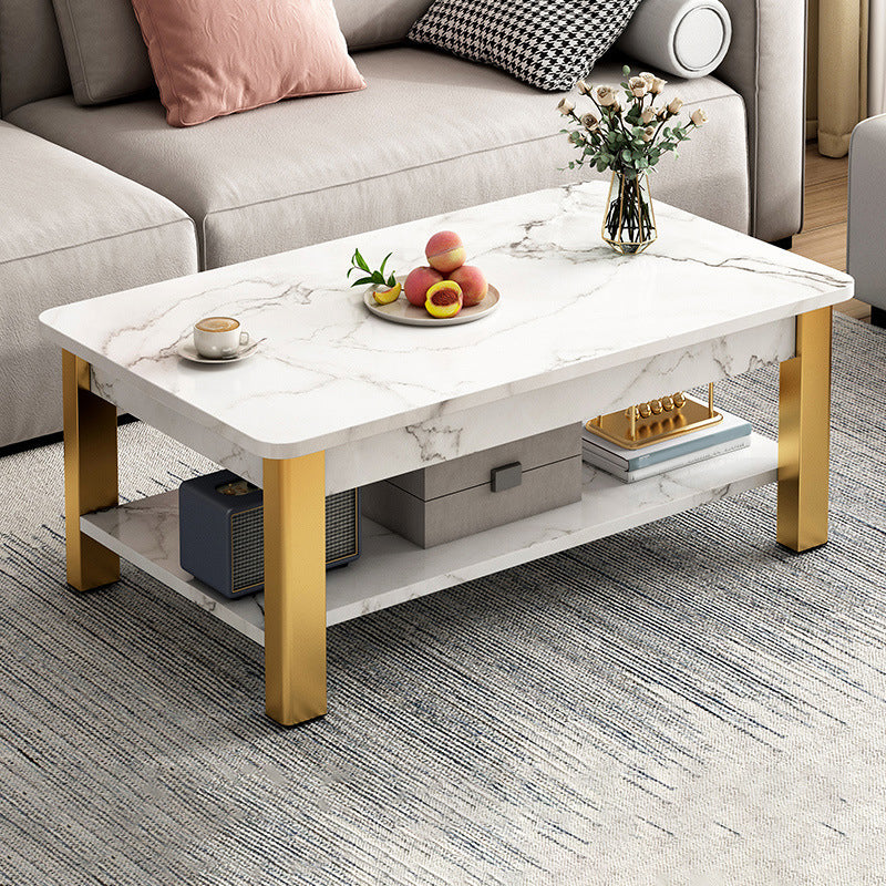 16"H Contemporary Coffee Table Stone Rectangle Coffee Cocktail Table