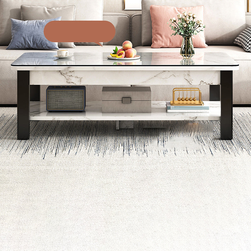 16"H Contemporary Coffee Table Stone Rectangle Coffee Cocktail Table