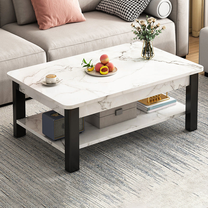 16"H Contemporary Coffee Table Stone Rectangle Coffee Cocktail Table