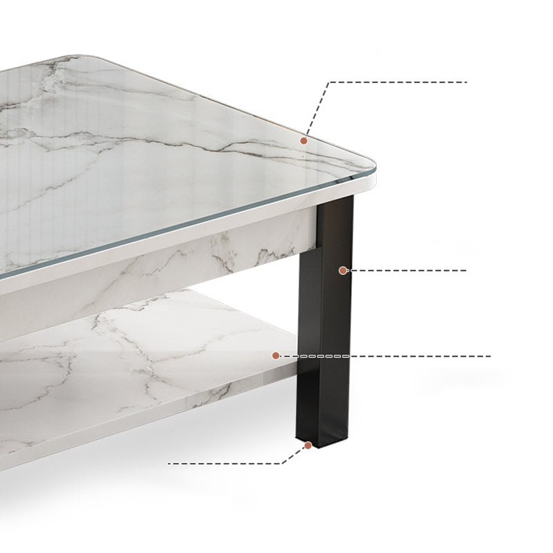 16"H Contemporary Coffee Table Stone Rectangle Coffee Cocktail Table