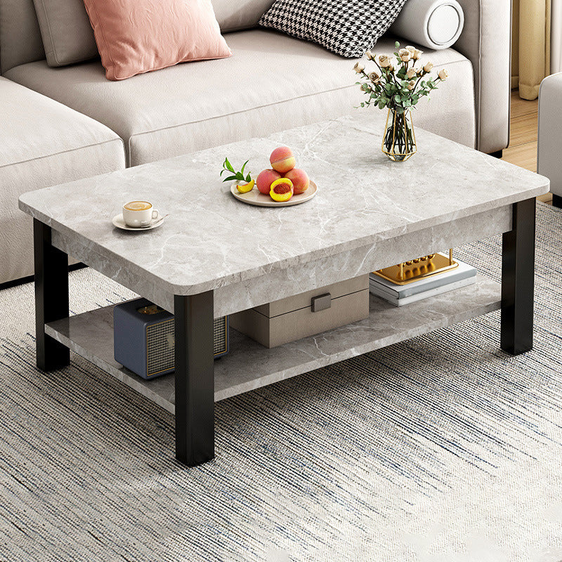 16"H Contemporary Coffee Table Stone Rectangle Coffee Cocktail Table