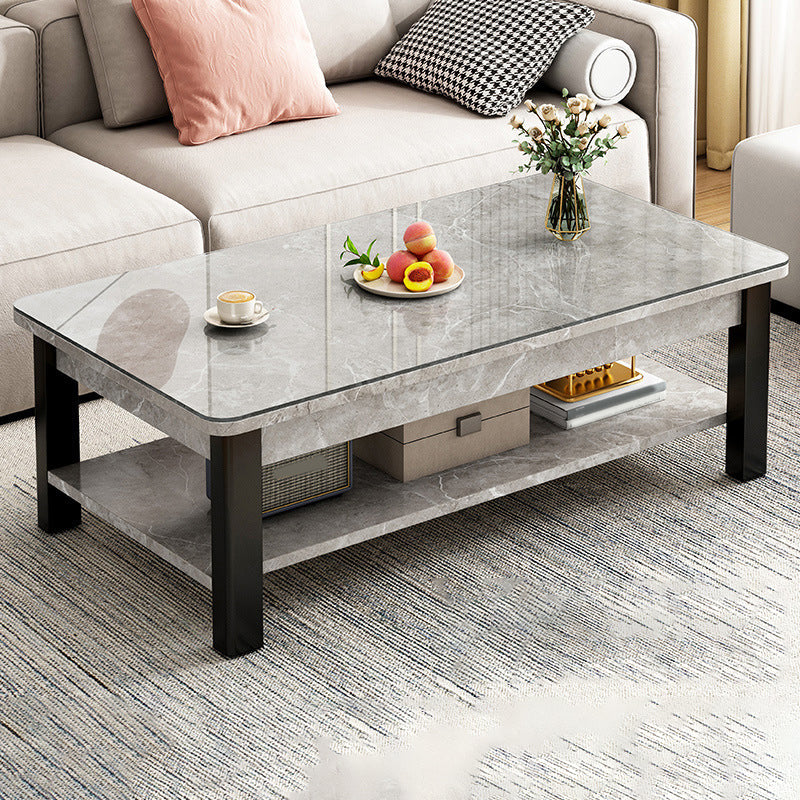 16"H Contemporary Coffee Table Stone Rectangle Coffee Cocktail Table