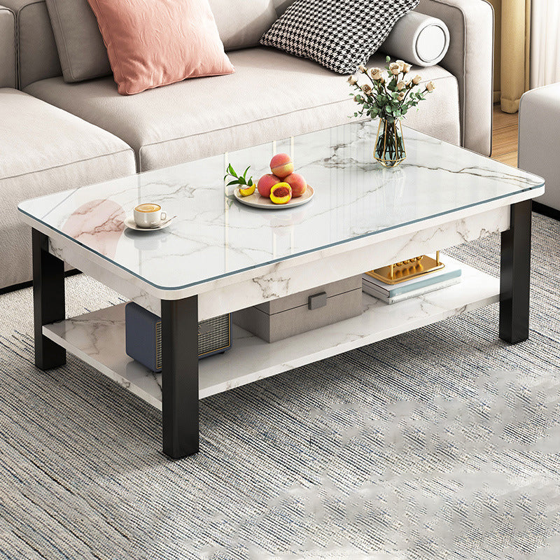 16"H Contemporary Coffee Table Stone Rectangle Coffee Cocktail Table