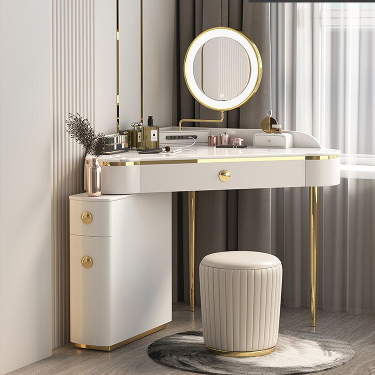 Contemporary Rectangle Make-up Vanity with 3 Drawers and Metal Base