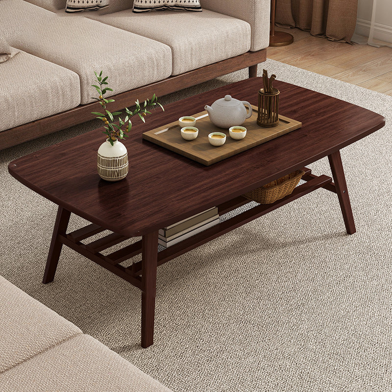 4 Legs Coffee Table Wooden Rectangle 1 Coffee Table with Storage Shelf