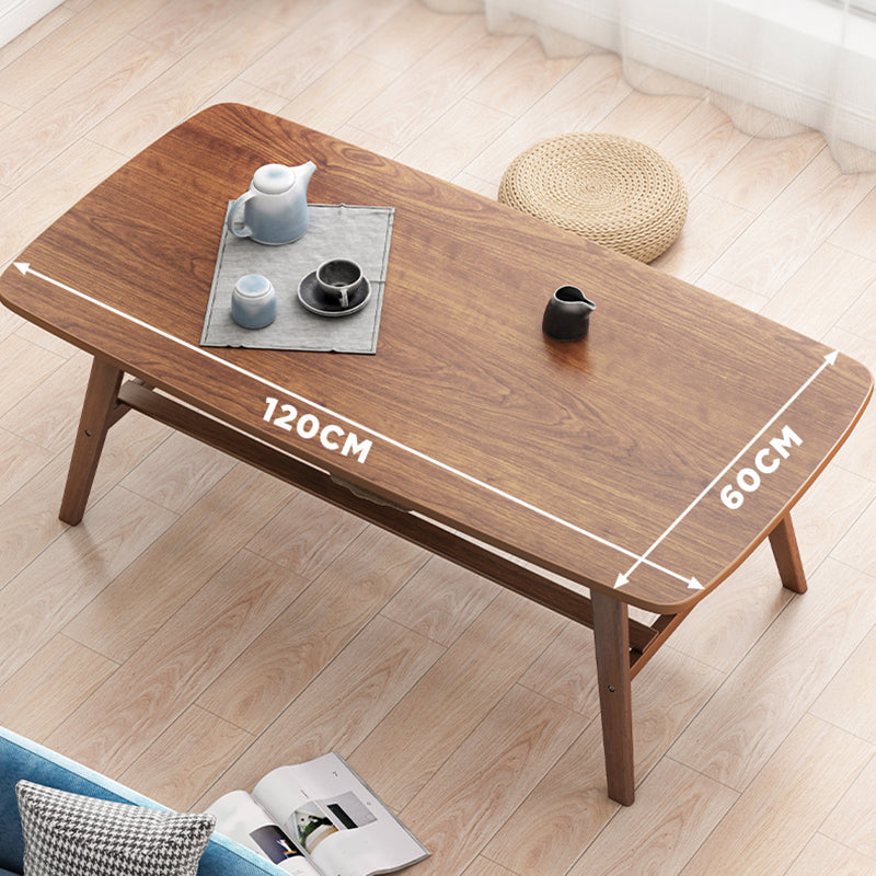 4 Legs Coffee Table Wooden Rectangle 1 Coffee Table with Storage Shelf