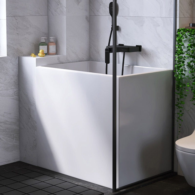Modern Style Freestanding Bath Tub Rectangular Acrylic Soaking Bathtub in White