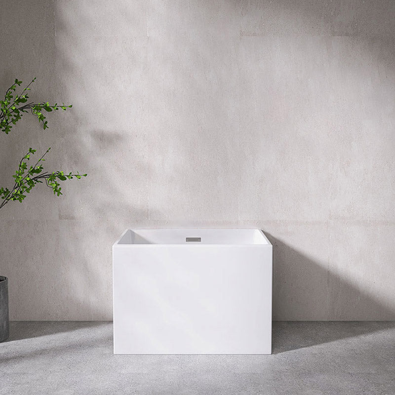 Modern Style Freestanding Bath Tub Rectangular Acrylic Soaking Bathtub in White