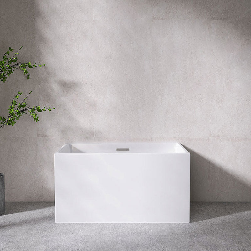 Modern Style Freestanding Bath Tub Rectangular Acrylic Soaking Bathtub in White