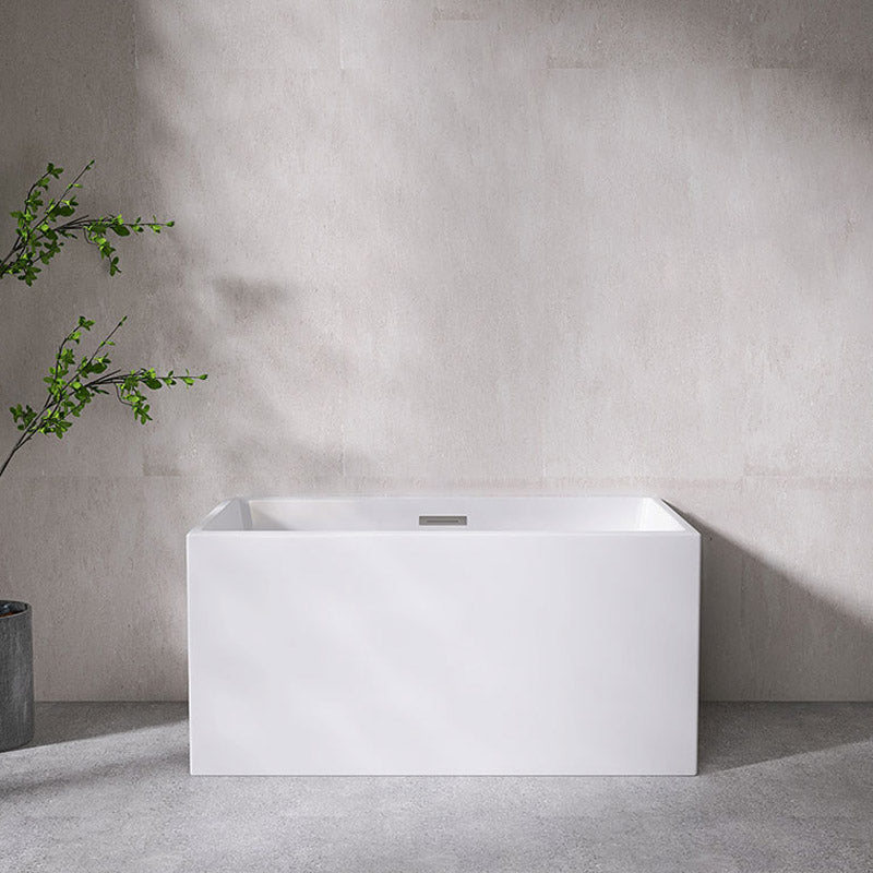 Modern Style Freestanding Bath Tub Rectangular Acrylic Soaking Bathtub in White