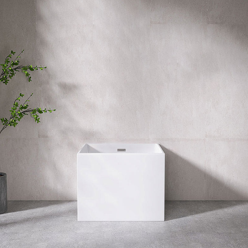 Modern Style Freestanding Bath Tub Rectangular Acrylic Soaking Bathtub in White