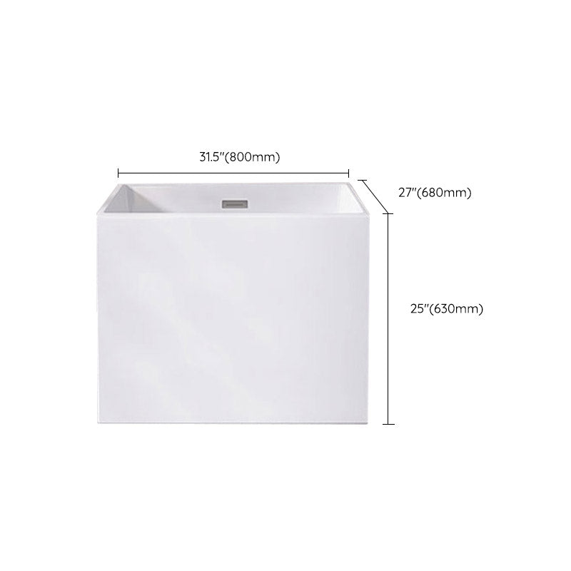 Modern Style Freestanding Bath Tub Rectangular Acrylic Soaking Bathtub in White