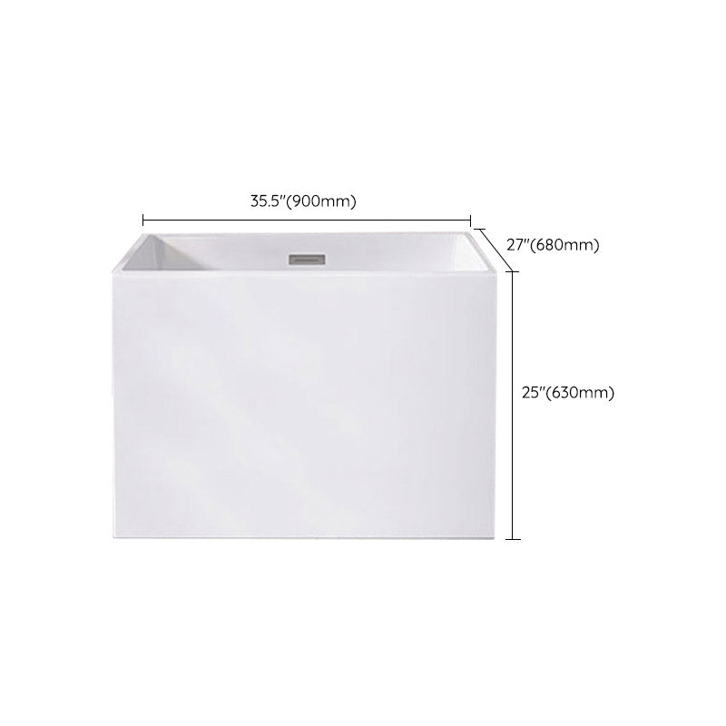 Modern Style Freestanding Bath Tub Rectangular Acrylic Soaking Bathtub in White