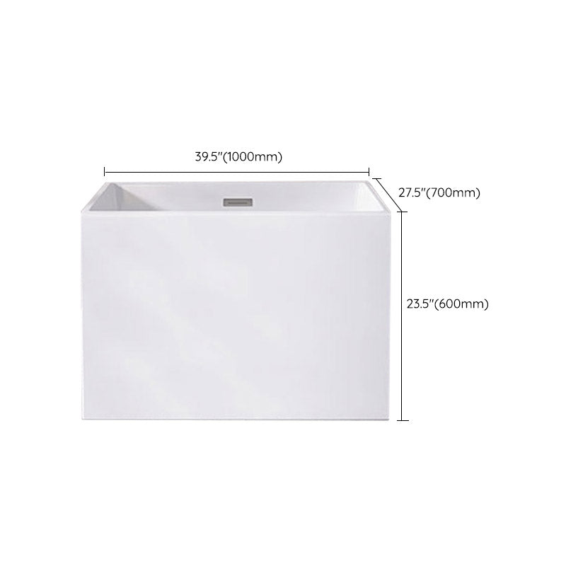 Modern Style Freestanding Bath Tub Rectangular Acrylic Soaking Bathtub in White