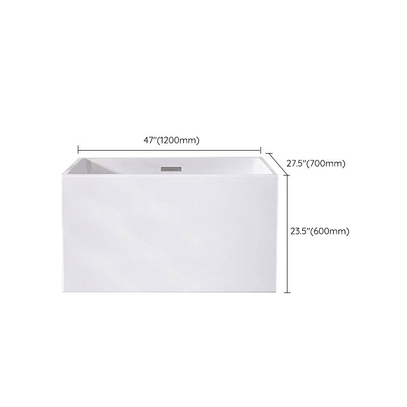 Modern Style Freestanding Bath Tub Rectangular Acrylic Soaking Bathtub in White