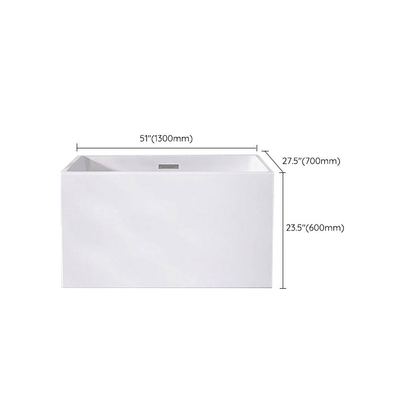 Modern Style Freestanding Bath Tub Rectangular Acrylic Soaking Bathtub in White