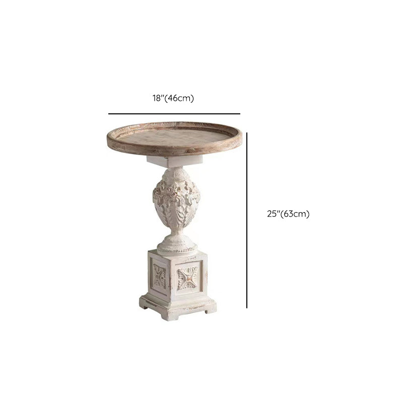 Round Solid Wood Side Table 24.8" Tall Pedestal Side End Snack Table