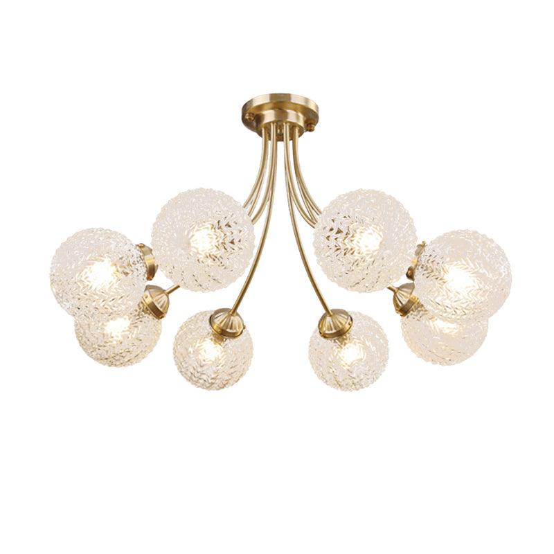 Ball Shape Glass Flush Mount Light Modern Style Multi Lights Ceiling Mount Light in Gold
