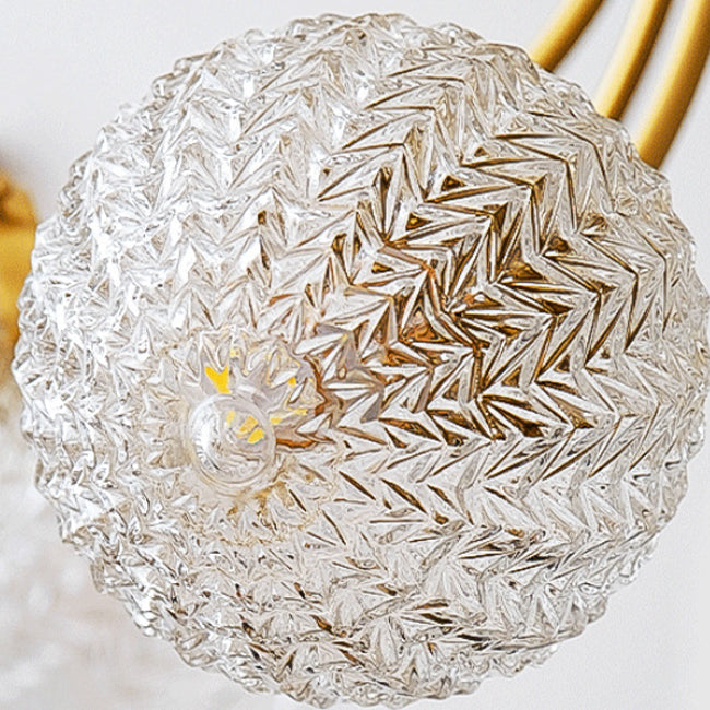 Ball Shape Glass Flush Mount Light Modern Style Multi Lights Ceiling Mount Light in Gold