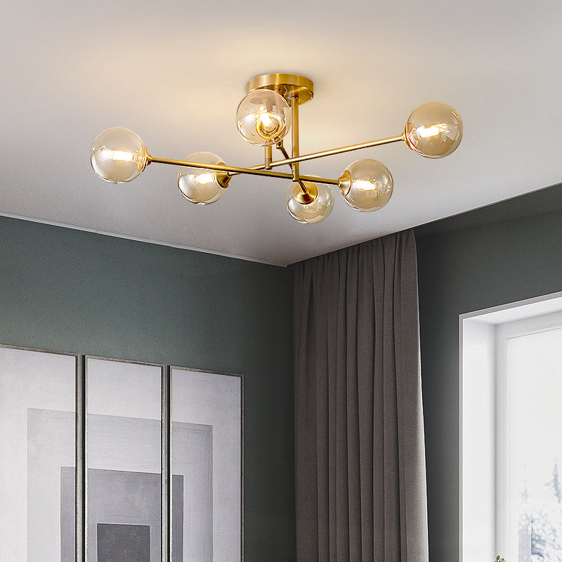 Nordic Style Golden Ceiling Lamp Glass Shade Ceiling Light for Living Room