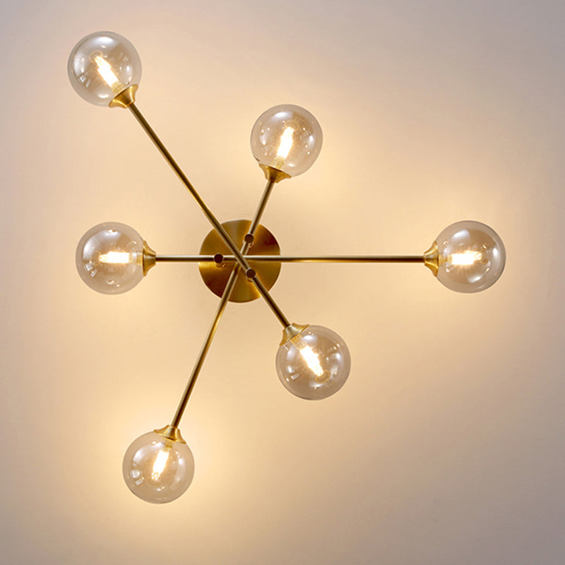 Nordic Style Golden Ceiling Lamp Glass Shade Ceiling Light for Living Room
