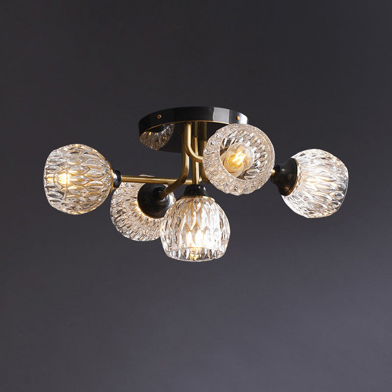 Modern Simple Black Ceiling Light Ball Shape Glass Shade Ceiling Lamp for Bedroom