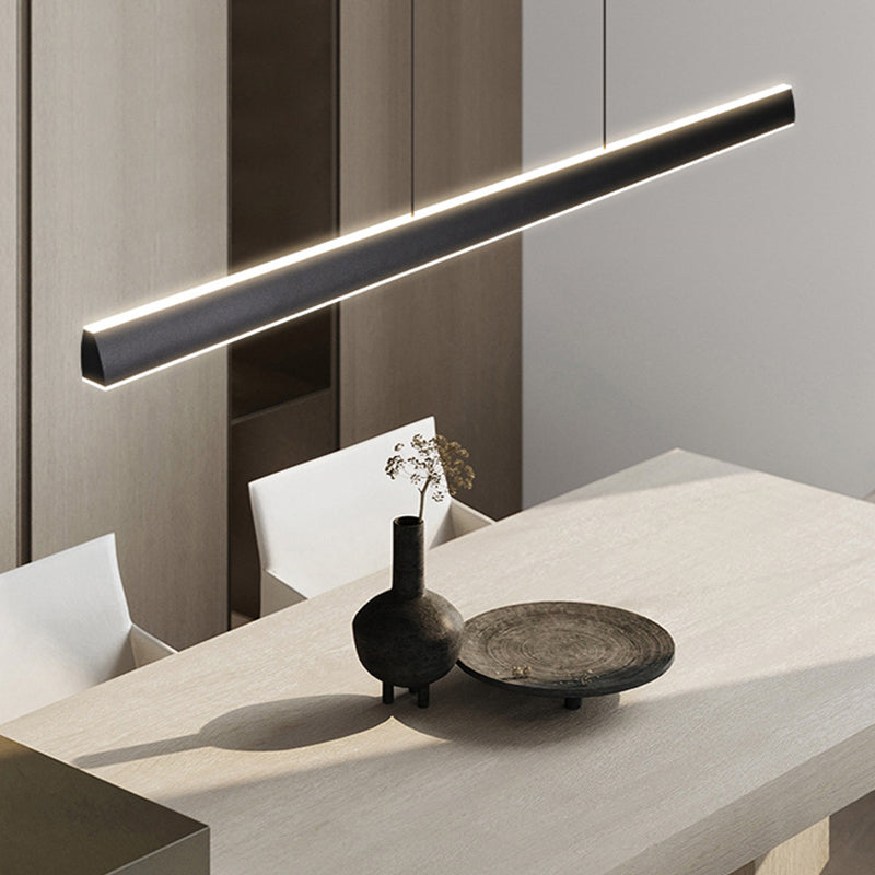Modern Style Linear Shape Island Pendants Metal Pendant Lights in Black for Dining Room