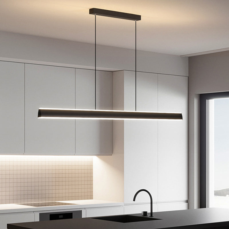 Modern Style Linear Shape Island Pendants Metal Pendant Lights in Black for Dining Room