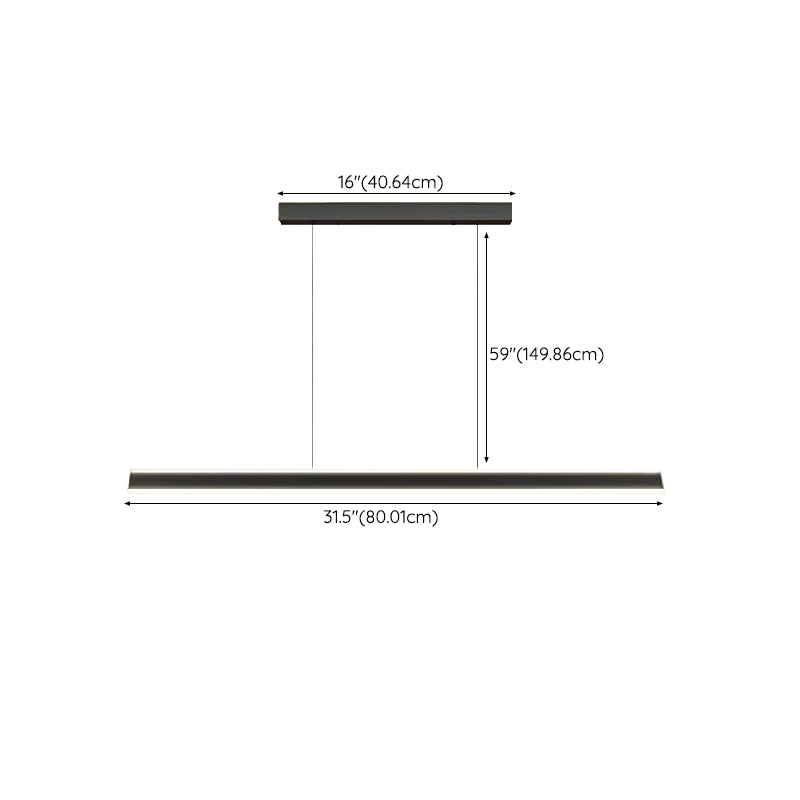 Modern Style Linear Shape Island Pendants Metal Pendant Lights in Black for Dining Room