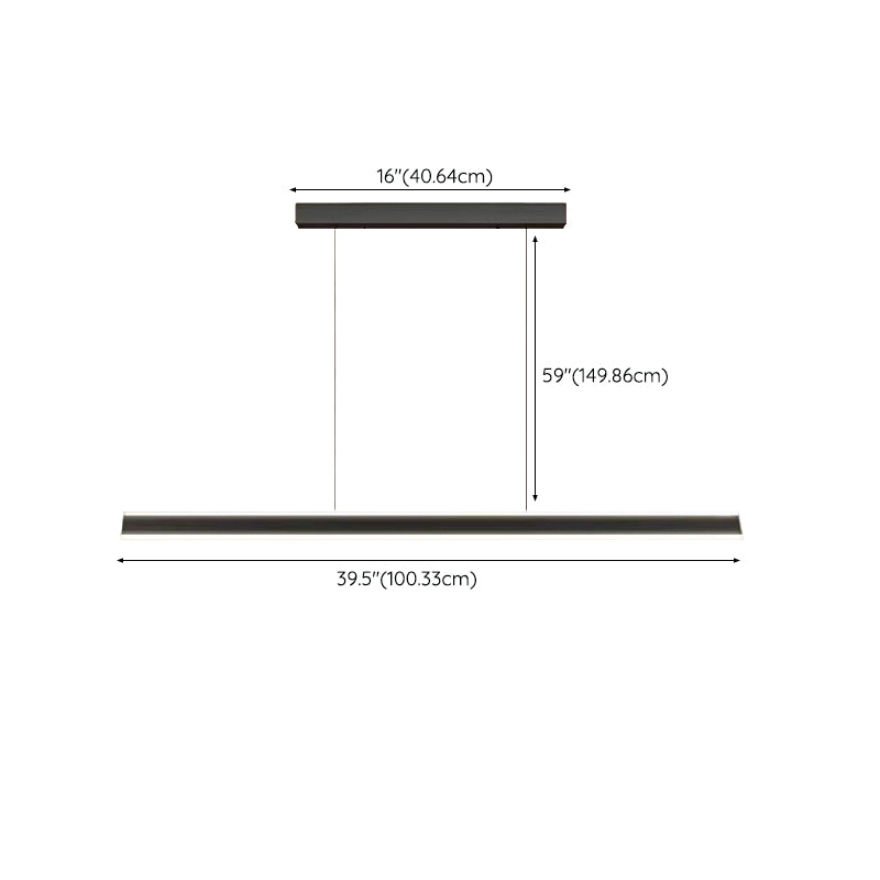 Modern Style Linear Shape Island Pendants Metal Pendant Lights in Black for Dining Room