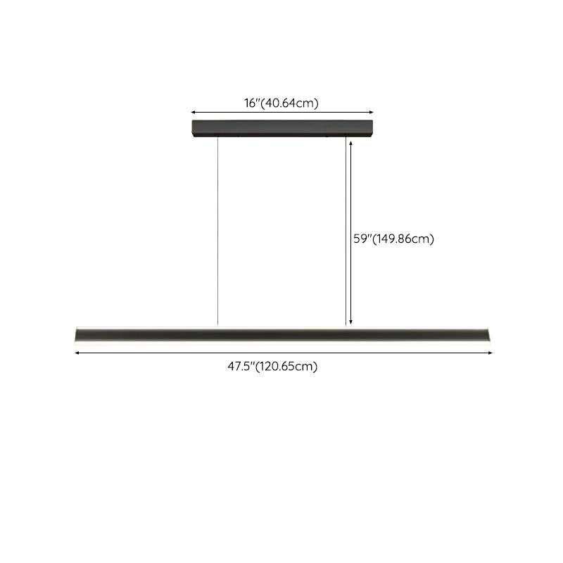 Modern Style Linear Shape Island Pendants Metal Pendant Lights in Black for Dining Room