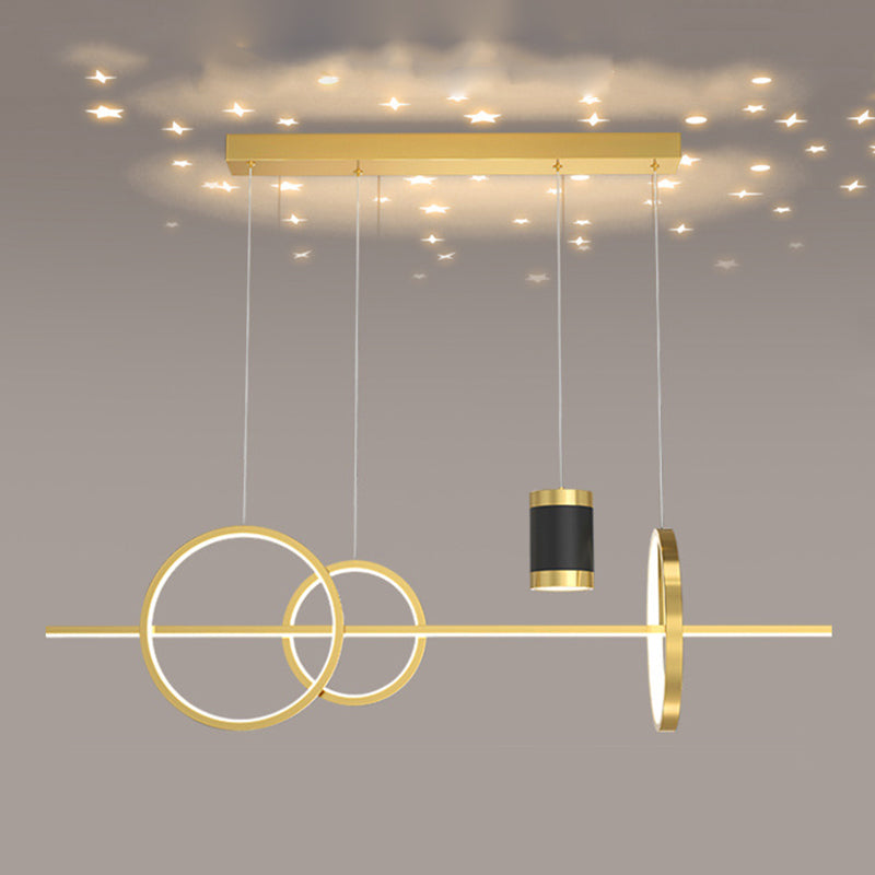 4-Lights Modern Island Pendants Metal Pendant Lights for Dining Room