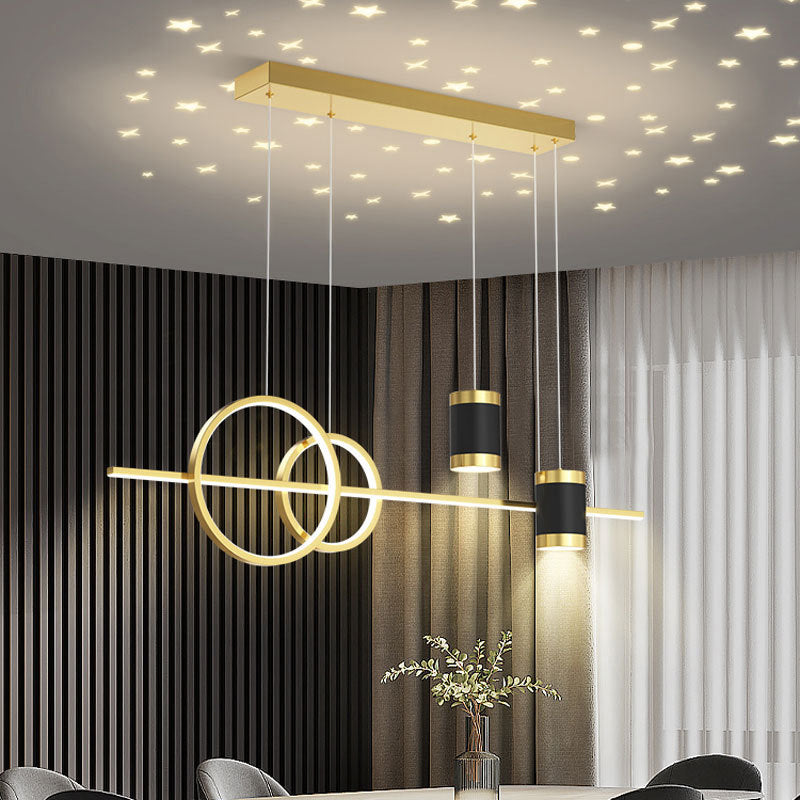 4-Lights Modern Island Pendants Metal Pendant Lights for Dining Room