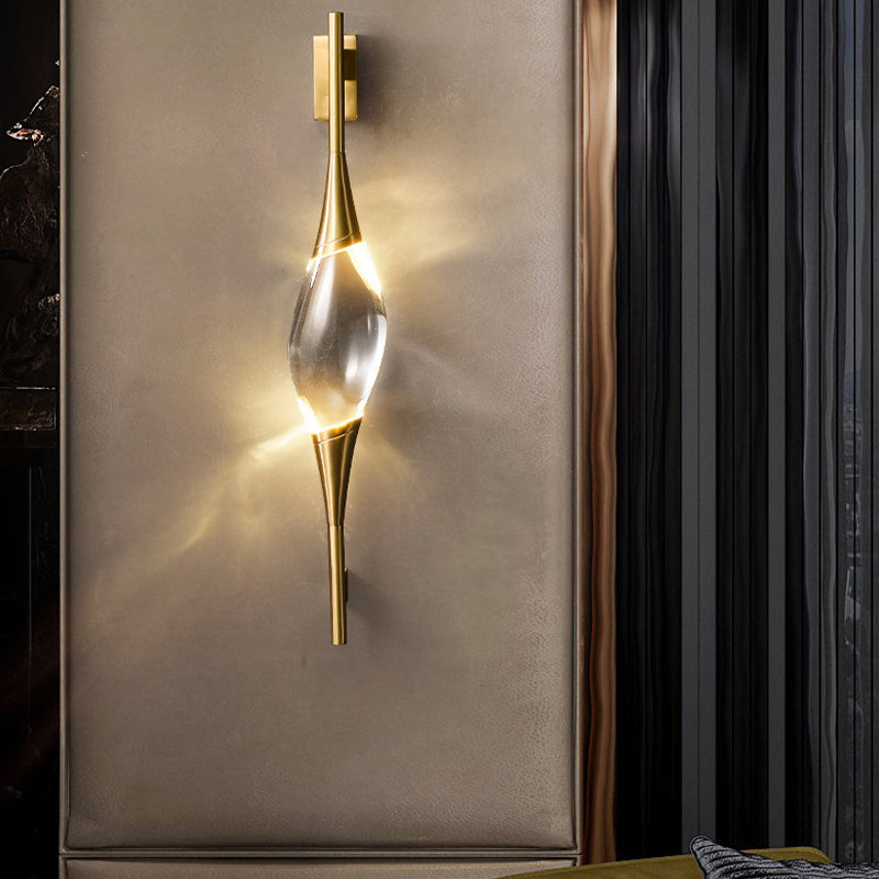 Golden Metal Lighting Contemporary Crystal Wall Light for Home Foyer
