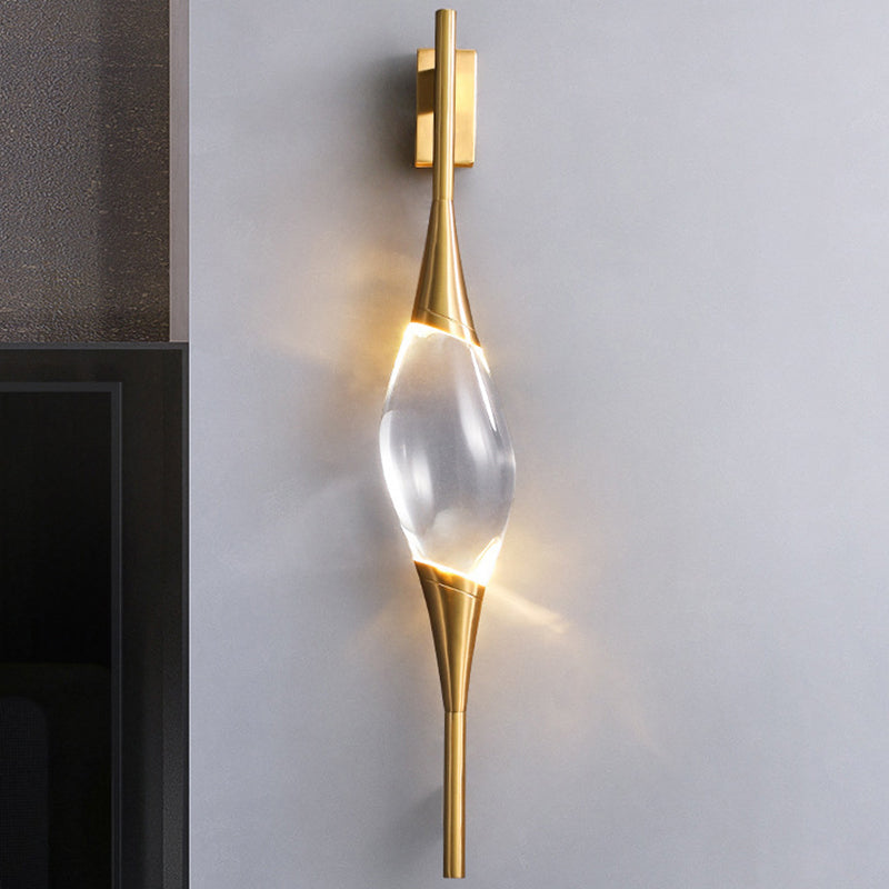 Golden Metal Lighting Contemporary Crystal Wall Light for Home Foyer