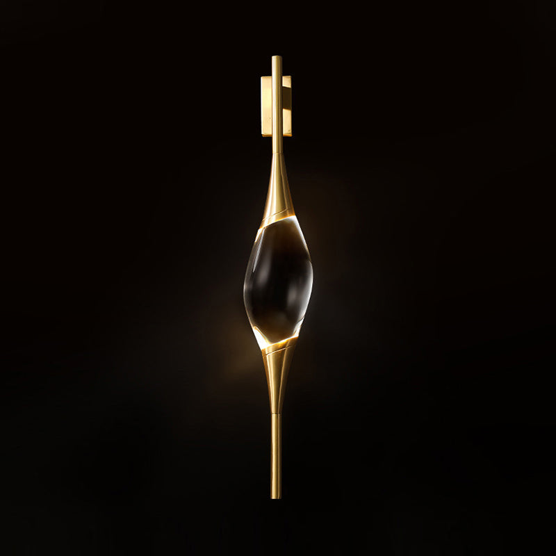 Golden Metal Lighting Contemporary Crystal Wall Light for Home Foyer