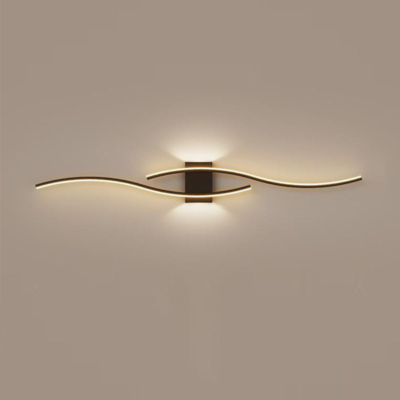 2-Light White/Black Modern Wall Mounted Sconce LED Wall Light for Bedroom