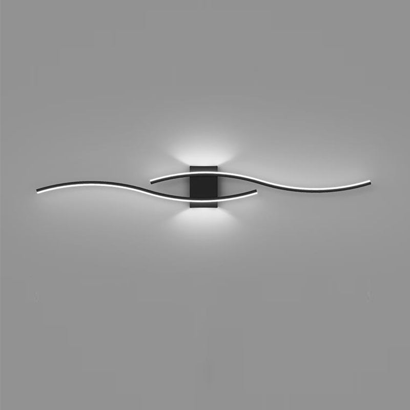 2-Light White/Black Modern Wall Mounted Sconce LED Wall Light for Bedroom