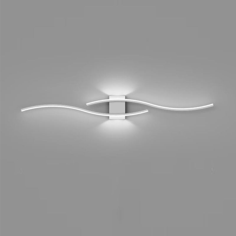 2-Light White/Black Modern Wall Mounted Sconce LED Wall Light for Bedroom