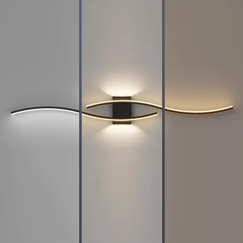 2-Light White/Black Modern Wall Mounted Sconce LED Wall Light for Bedroom