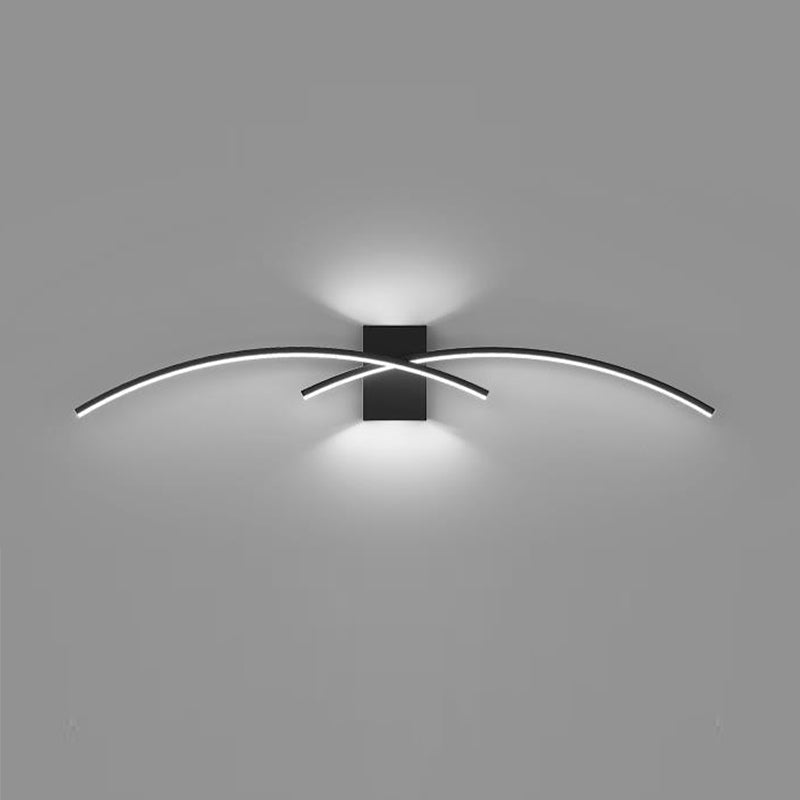 2-Light White/Black Modern Wall Mounted Sconce LED Wall Light for Bedroom