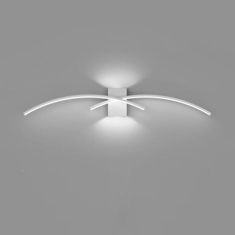 2-Light White/Black Modern Wall Mounted Sconce LED Wall Light for Bedroom