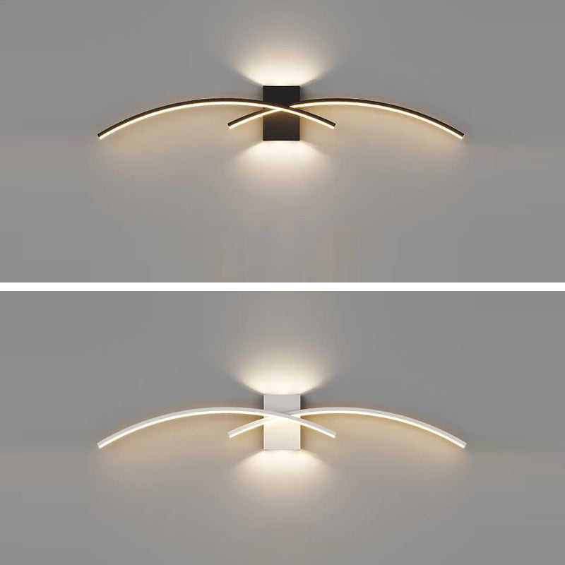2-Light White/Black Modern Wall Mounted Sconce LED Wall Light for Bedroom