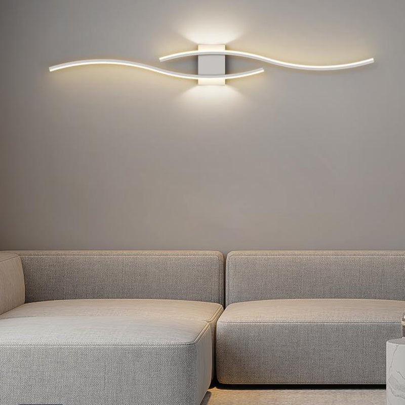 2-Light White/Black Modern Wall Mounted Sconce LED Wall Light for Bedroom