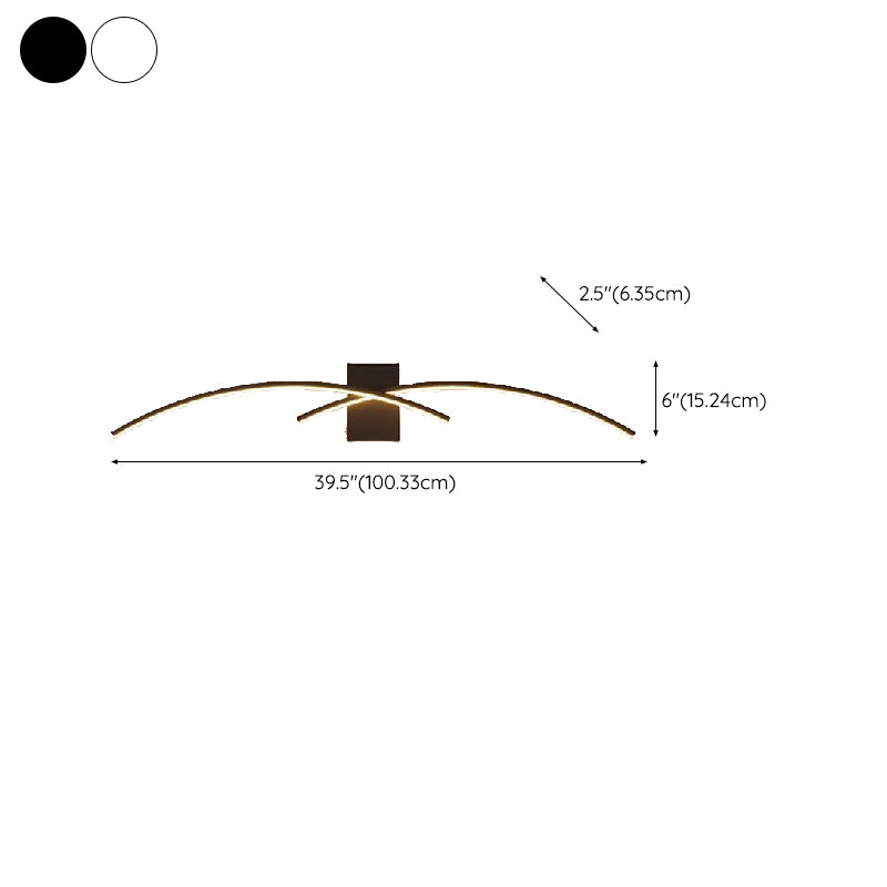 2-Light White/Black Modern Wall Mounted Sconce LED Wall Light for Bedroom